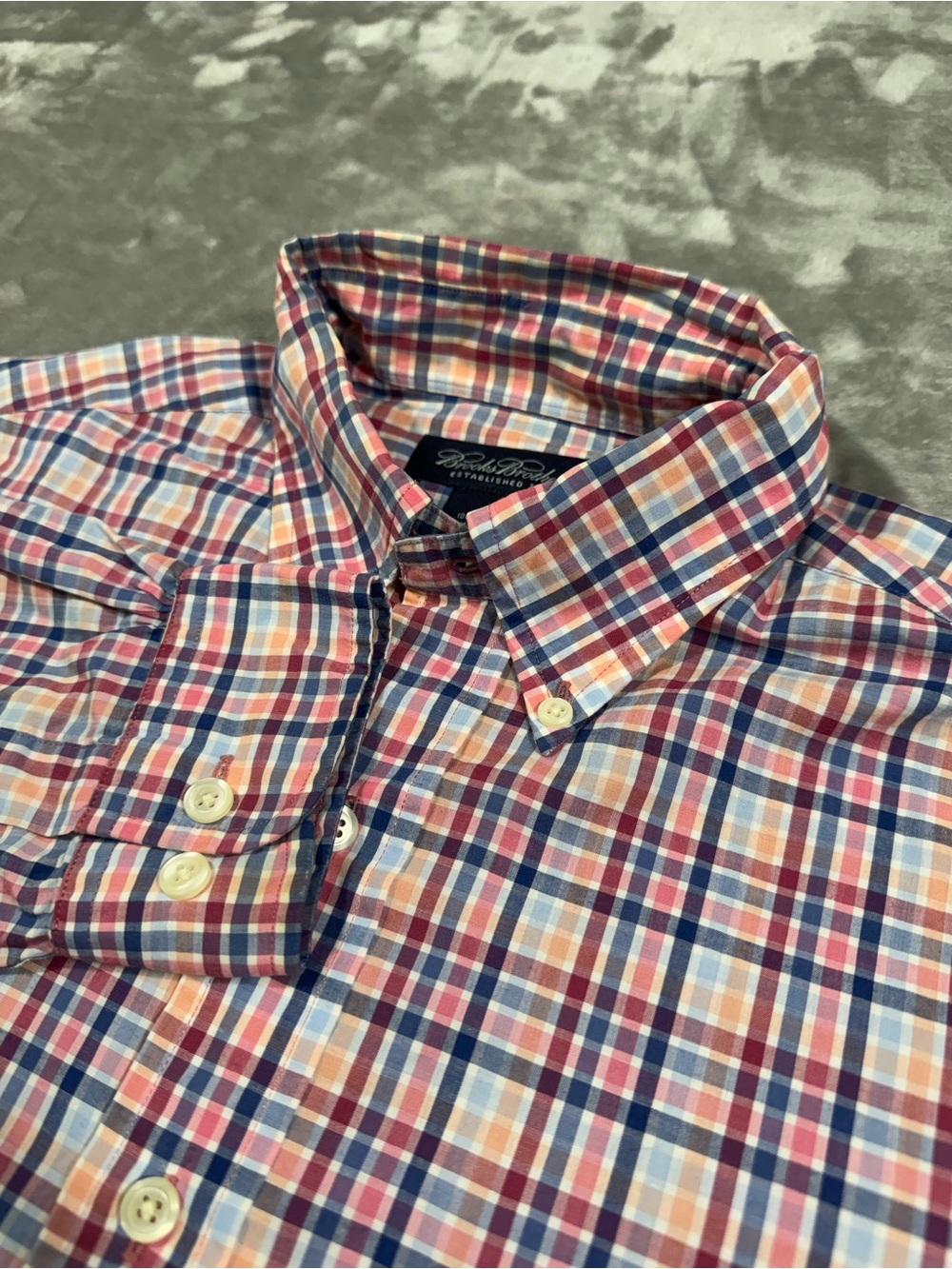 Brooks Brothers 1818 Blue Pink Checker Long Sleeve Mens M Button Shirt